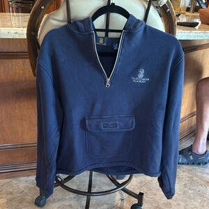 Blue Quarter-Zip Sweatshirt with Ribbed Cuffs